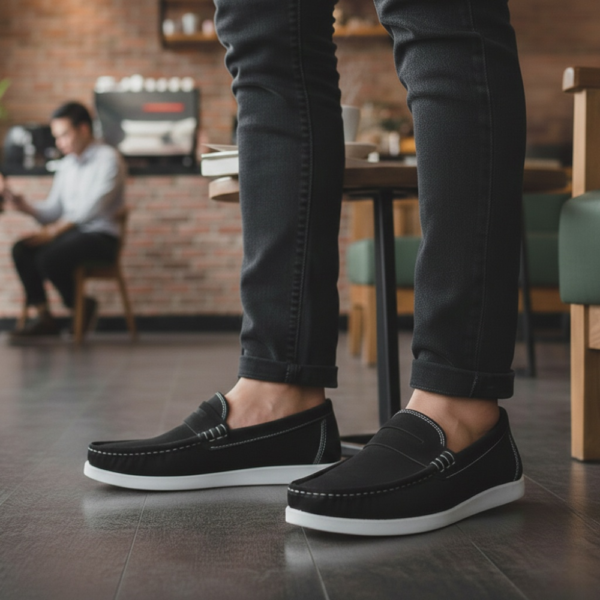 Monfia Black Suede Leather Loafer For Men-MF08